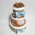 Boy Bear Diaper Cake Centerpiece, Blue, Tan