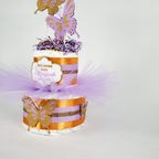 Lavender & Gold Butterfly Tutu Diaper Cake