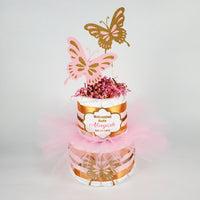 Pink & Gold Butterfly Tutu Diaper Cake
