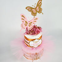 Pink & Gold Butterfly Tutu Diaper Cake