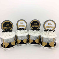 Black, Gray, & Gold Little Gentleman Mini Diaper Cake Centerpieces
