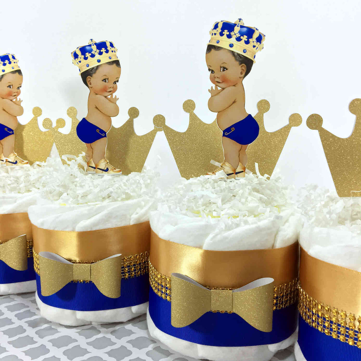 Prince Mini Diaper Cake Set, Blue, Gold