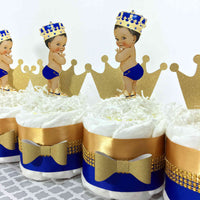 Prince Mini Diaper Cake Set - Blue, Gold