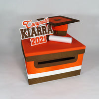 Orange & Brown Class of 2021 Card Box
