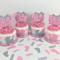 Pink & Gray It's A Girl Small Diaper Cake Centerpieces