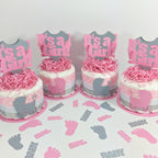 Pink & Gray It's A Girl Small Diaper Cake Centerpieces