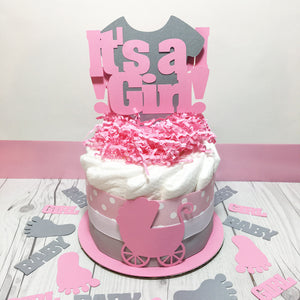It's A Girl Small Diaper Cake Centerpieces