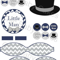 Navy & Gray Little Man Diaper Cake Clipart