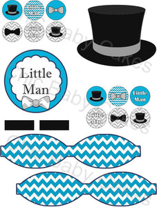 Blue, Black, & Gray Little Man Diaper Cake Clipart