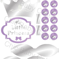 Little Princess Diaper Cake Decorations, Lavender and Silver