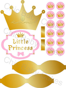 Little Princess Diaper Cake Decorations, Light Pink and Gold