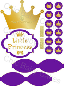 Little Princess Diaper Cake Decorations, Royal Purple and Gold