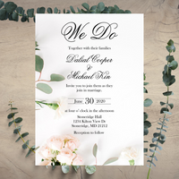 Eucalyptus & Blush Rose Wedding Invitation
