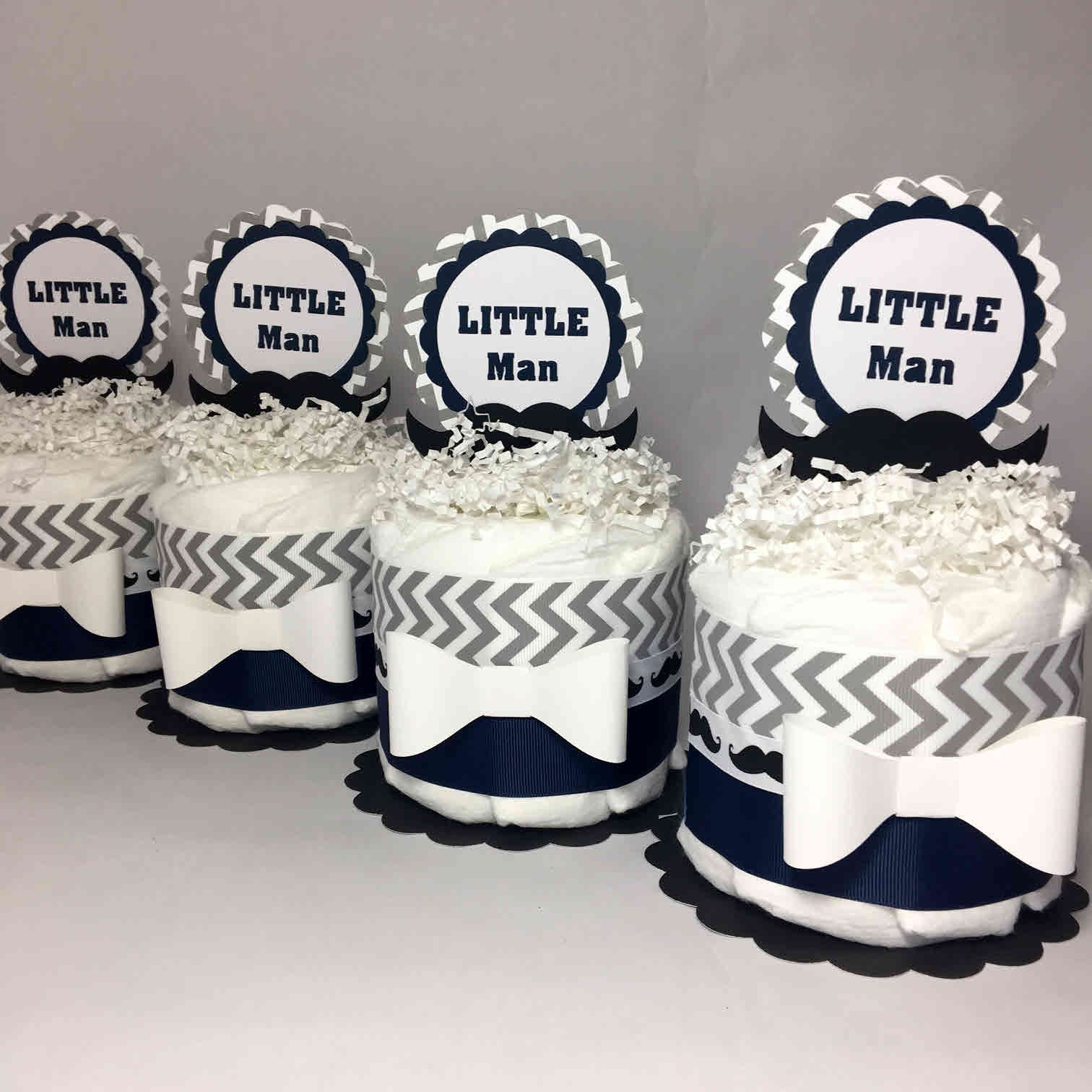 Small Diaper Cake Ideas Navy Gray Little Man Diaper Cake