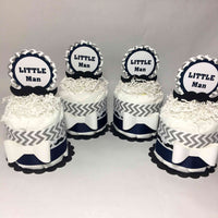 Navy & Gray Little Man Diaper Cake Centerpiece Set
