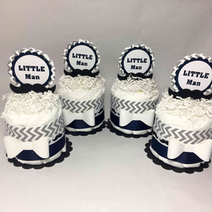 Navy & Gray Little Man Diaper Cake Centerpiece Set