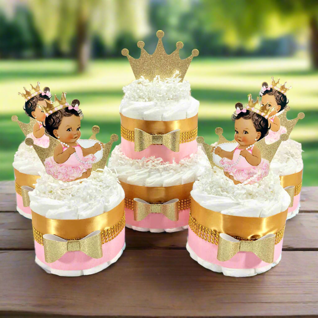 Princess Diaper Cake Set Pink, Gold - Main Image