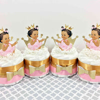 Pink & Gold Royal Princess Mini Diaper Cakes, Brown