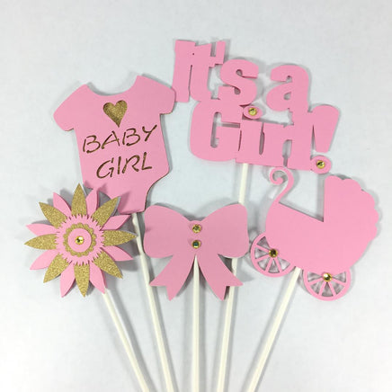 Pink & Gold It's a Girl Centerpiece Sticks