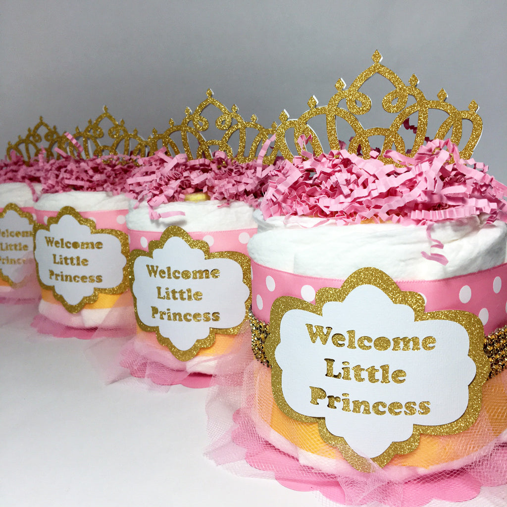 Pink & Gold Mini Tutu Princess Diaper Cakes