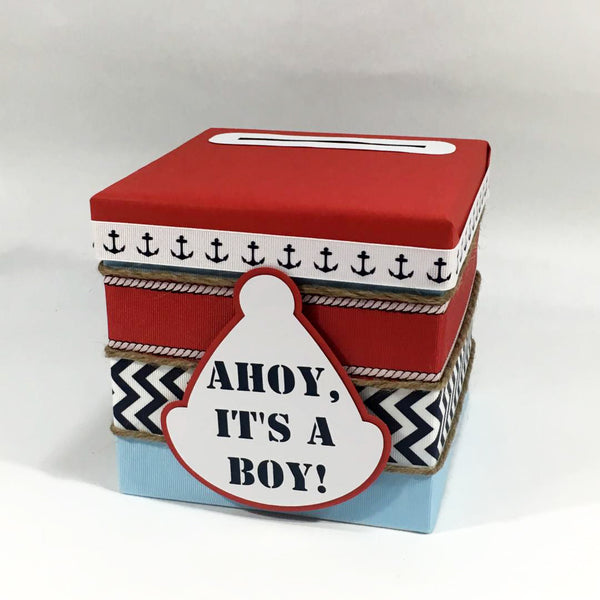 Ahoy, It's a Boy Nautical Diaper Raffle Ticket Box