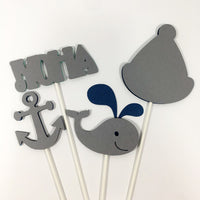 Nautical & Whale Centerpiece Sticks- Navy, Aqua, & Gray
