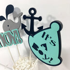Nautical & Whale Centerpiece Sticks- Navy, Aqua, & Gray