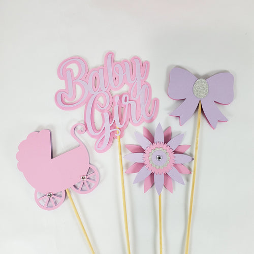 Baby Girl Stroller Centerpiece Sticks
