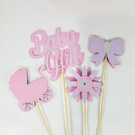 Baby Girl Stroller Centerpiece Sticks