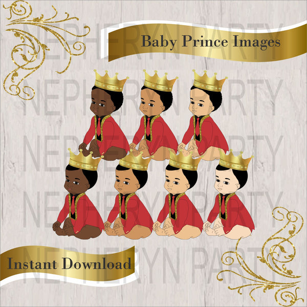 Red & Gold Sitting Baby Prince Clipart