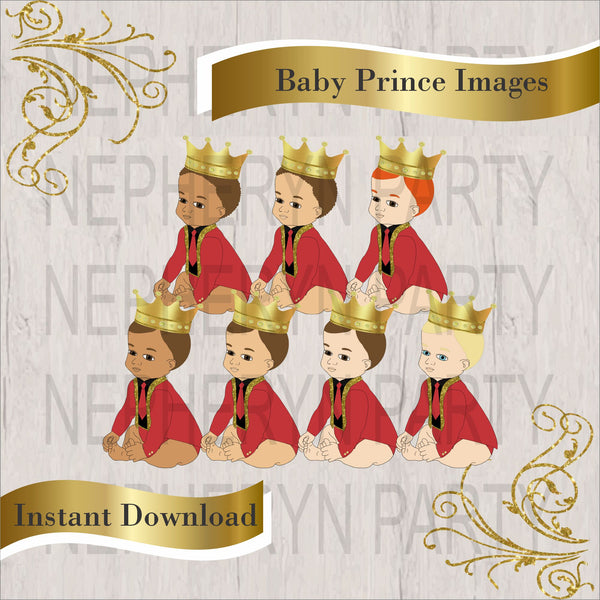 Red & Gold Sitting Little Prince Clipart