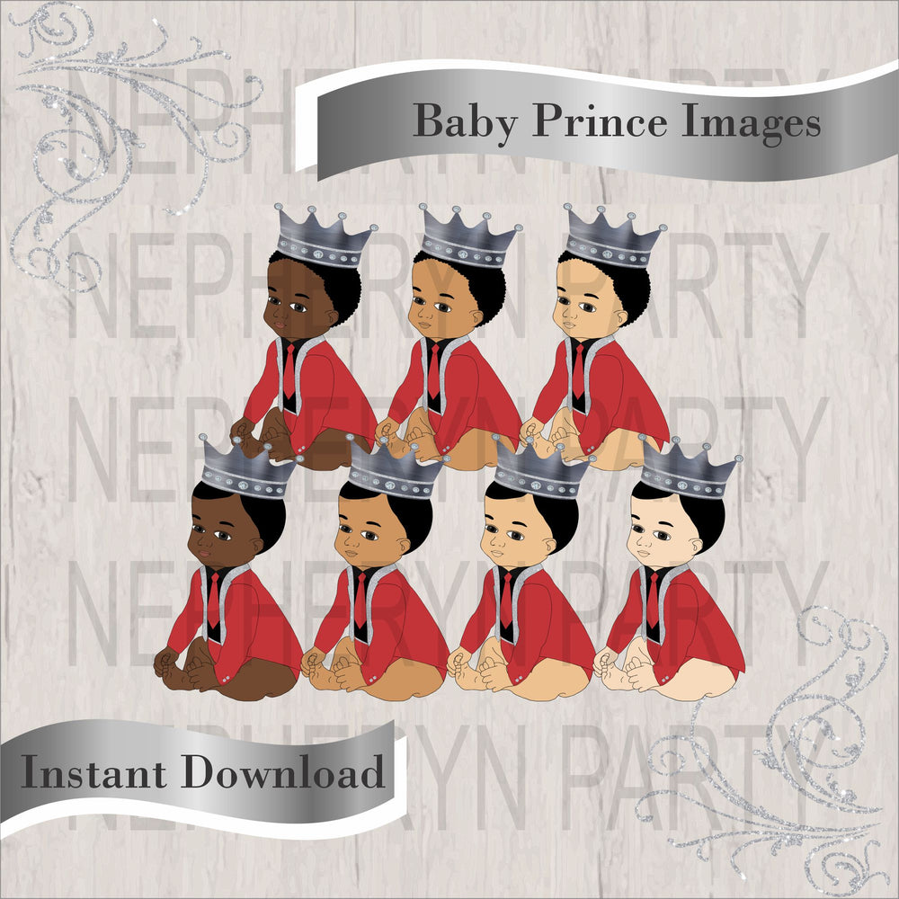 Red & Silver Sitting Little Prince Clipart