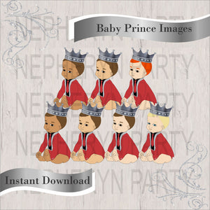 Red & Silver Sitting Baby Prince Clipart