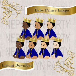Royal Blue & Gold Baby Prince Clipart