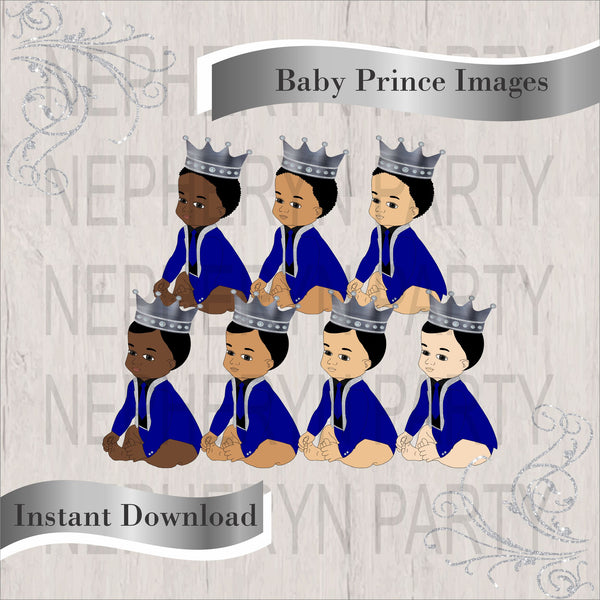 Royal Blue & Silver Baby Prince Clipart