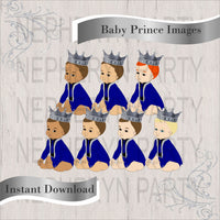 Baby Prince Clipart - Royal Blue & Silver Tux, Multi Hair