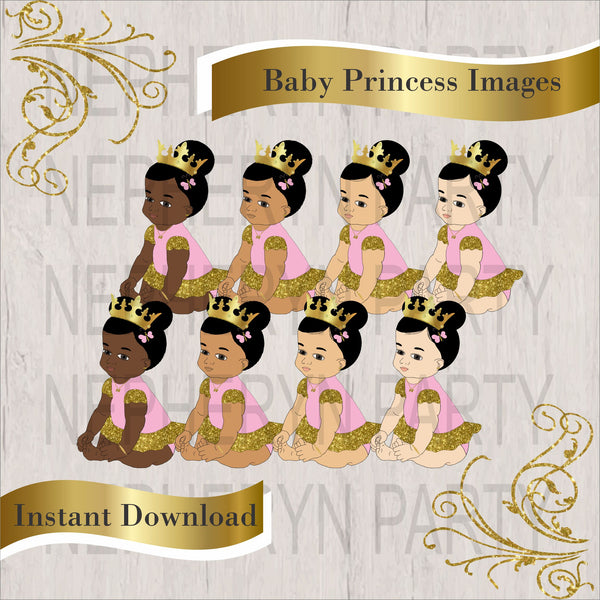 Pink & Gold Baby Princess Clipart