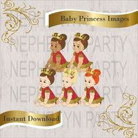 Red & Gold Sitting Baby Princess Clipart