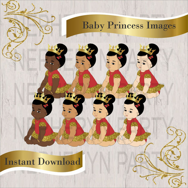 Red & Gold Baby Princess Clipart