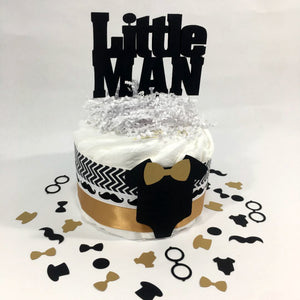 Little Man 1-Tier Diaper Cake - Black, Gold