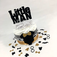 Black and Gold Little Man Diaper Cake Centerpiece
