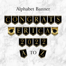 Black & Gold Graduation Alphabet Banner