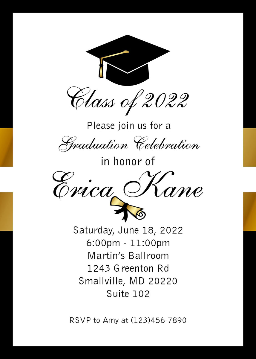 Black & Gold Graduation Invitation | Nepheryn Party