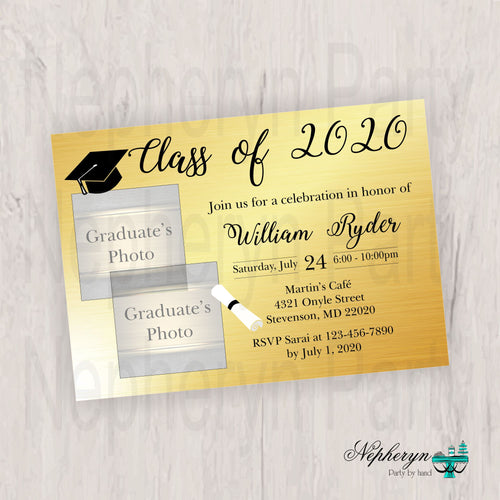 Black and Gold Graduation Party Invite