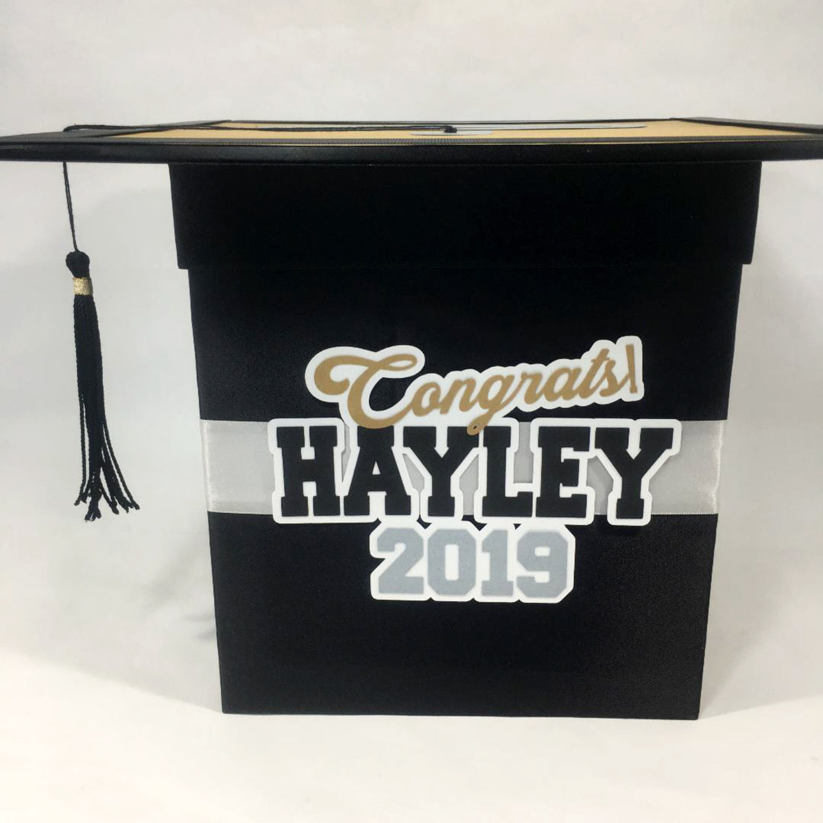 Graduation Party Card Box - Black, Gold, Silver
