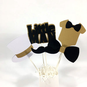 Black and Gold Little Man Centerpiece Sticks