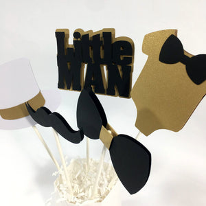 Little Man Centerpiece Sticks - Black, Gold