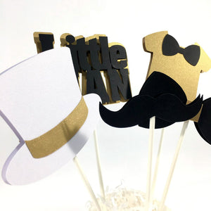 Little Man Centerpiece Sticks - Black, Gold