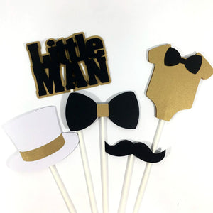 Little Man Centerpiece Sticks - Black, Gold