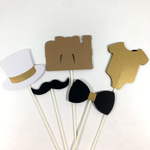 Little Man Centerpiece Sticks - Black, Gold